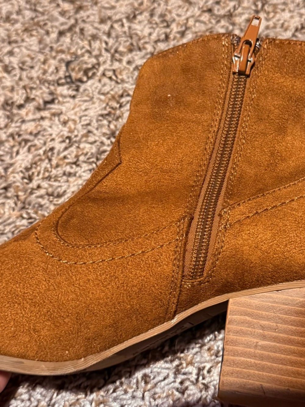 Brash Cognac Suede Fringe Ankle Booties - Picture 5 of 11